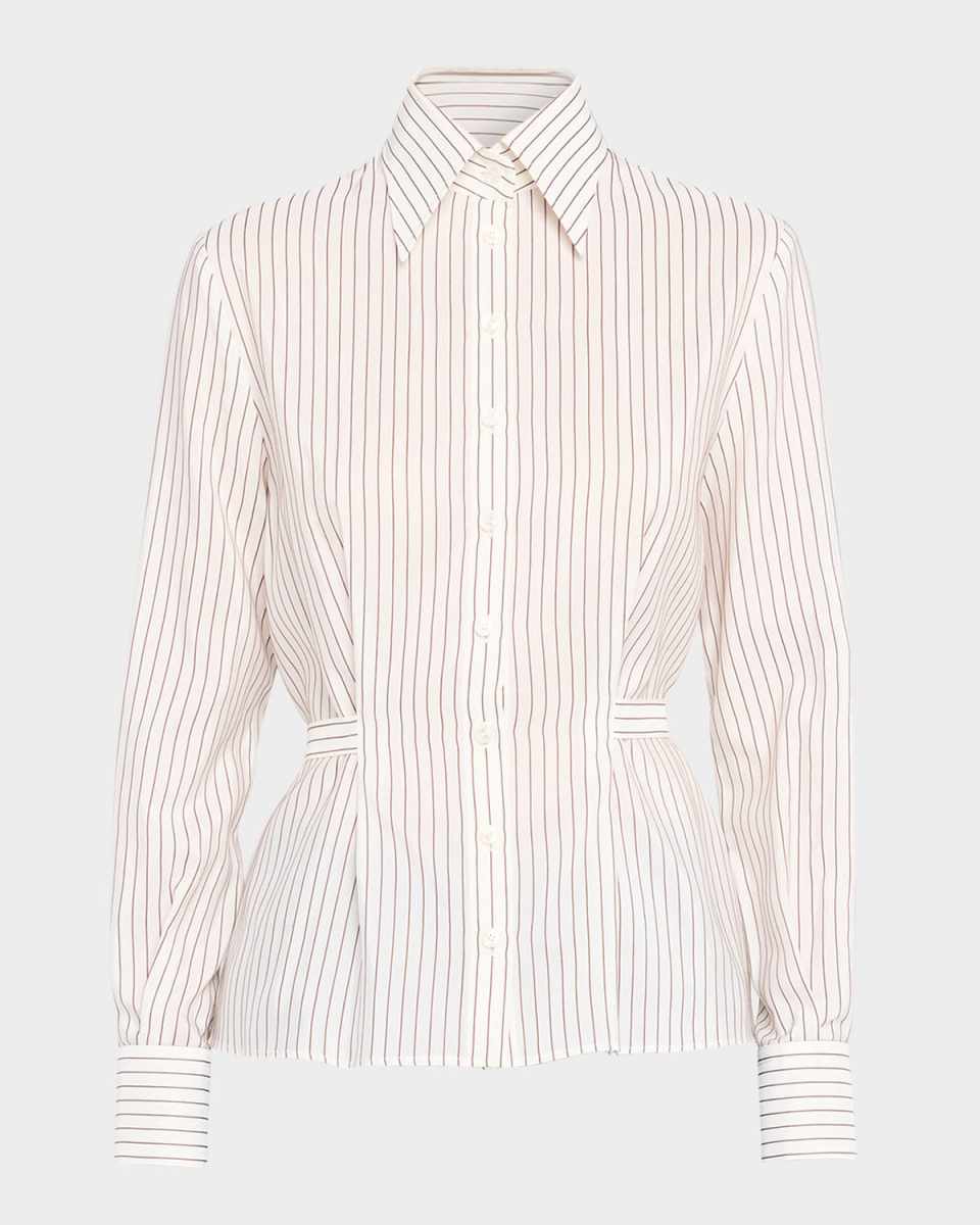 Pinstripe Tie-Waist Shirt